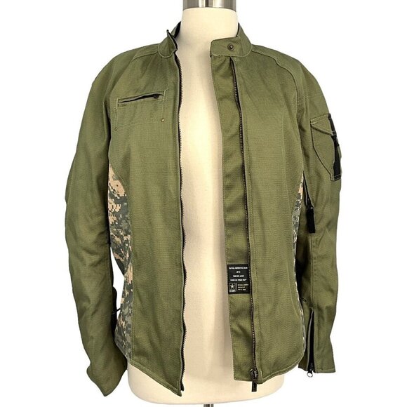 Power Trip Size L Tank Girl Motorcycle Jacket Tactical US Army Green Camo Womens - Picture 12 of 16